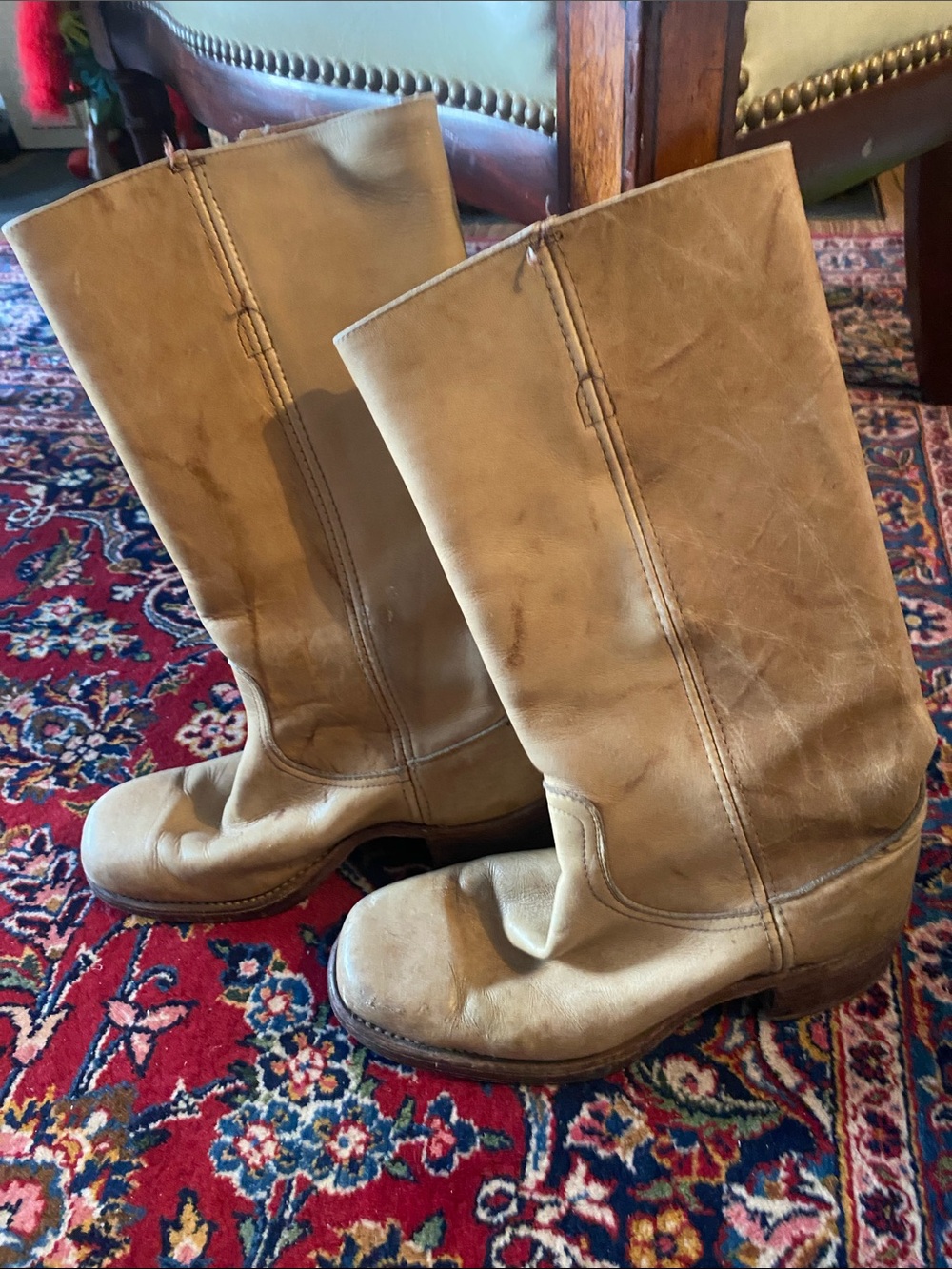 Vintage Frye Campus Banana Leather Mid-Calf Heeled Boots - Picture 4 of 4